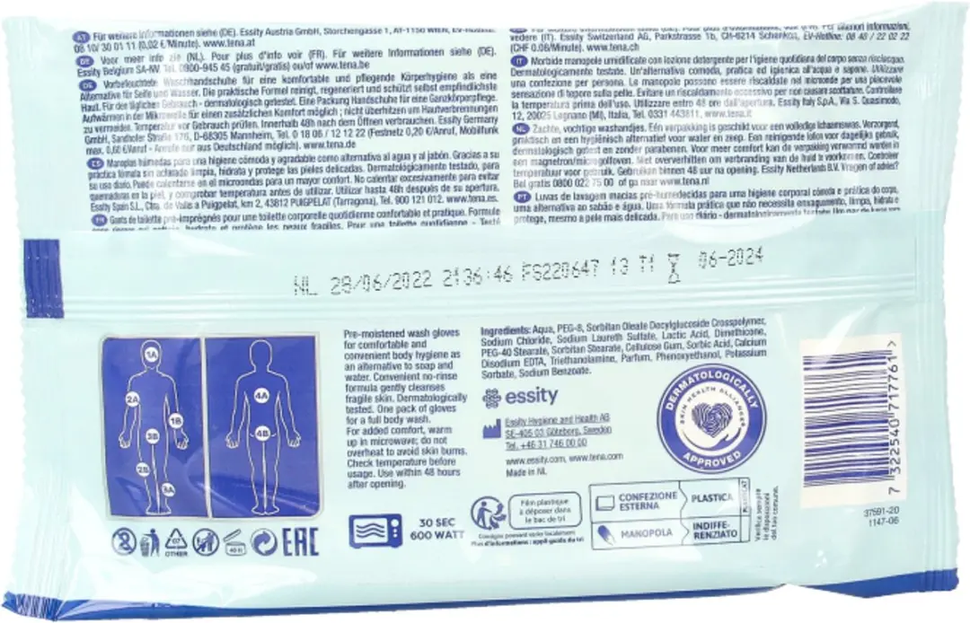 TENA Wet Wash Glove Frisse Geur - 5 Stuks