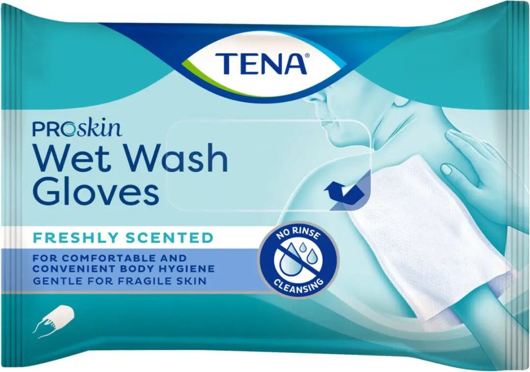 TENA Wet Wash Glove Frisse Geur - 5 Stuks