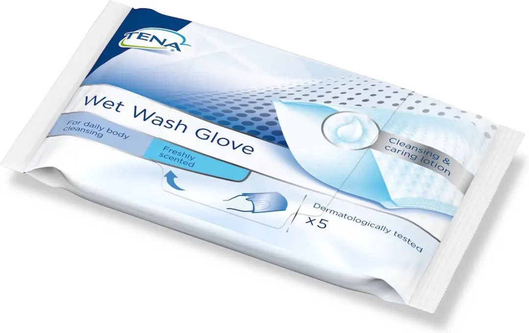 TENA Wet Wash Glove Frisse Geur - 5 Stuks
