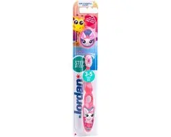 Jordan Tandenborstel Step By Step 3-5 jaar - Roze/Geel - 4 Stuks