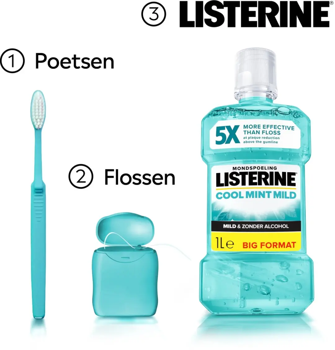 Listerine Cool Mint Mondwater 1000ml - Zonder Alcohol