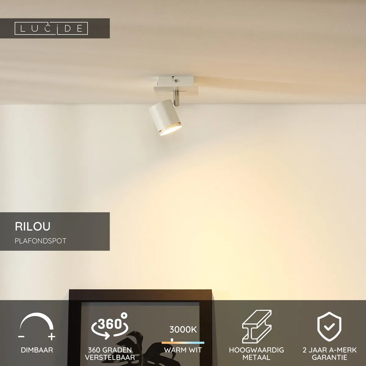 Lucide Rilou Plafondspot LED GU10 5W 3000K - Wit