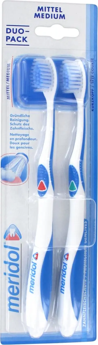 Meridol Duo-Pack Tandenborstels Medium - Rood/Groen