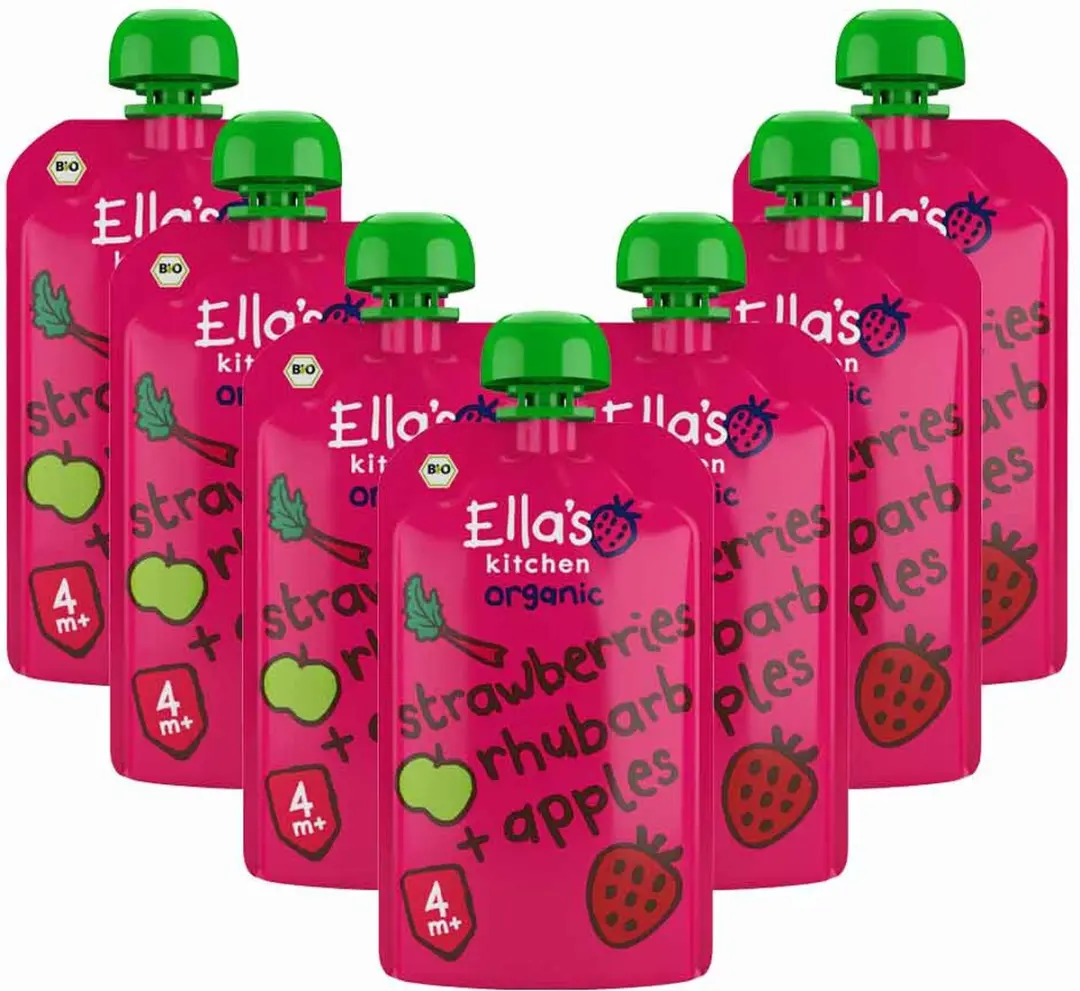 Ella’s Kitchen Biologisch Knijpfruit Aardbei Rabarber Appel 7x120g