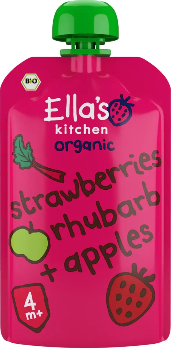Ella’s Kitchen Biologisch Knijpfruit Aardbei Rabarber Appel 7x120g