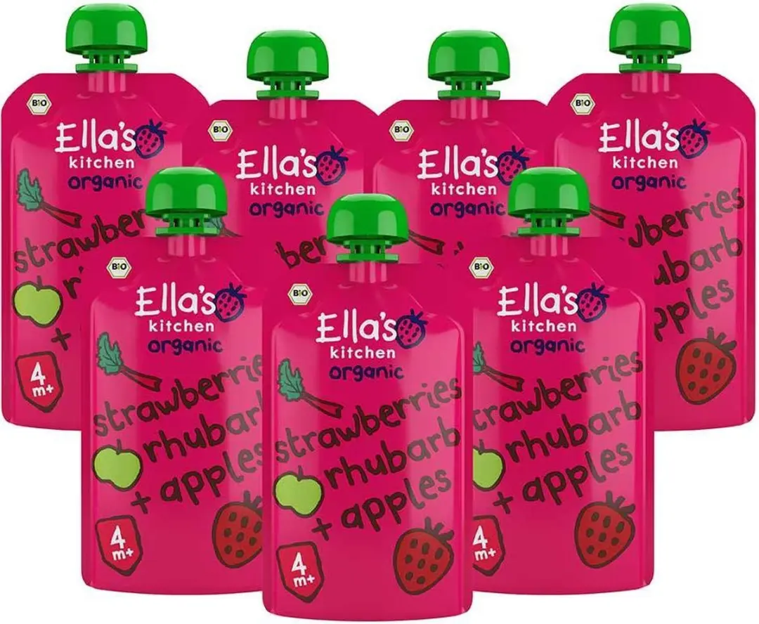 Ella’s Kitchen Biologisch Knijpfruit Aardbei Rabarber Appel 7x120g