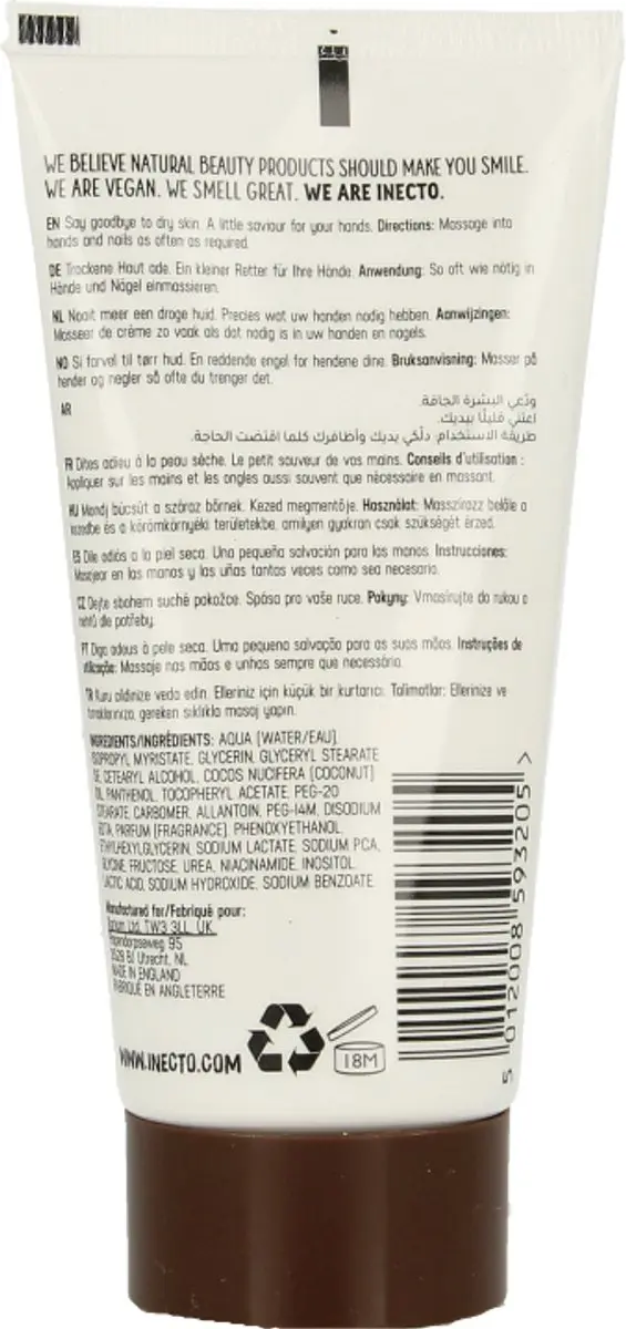 Inecto Naturals Ultra Hydration Coconut Hand & Nail Cream 75ml