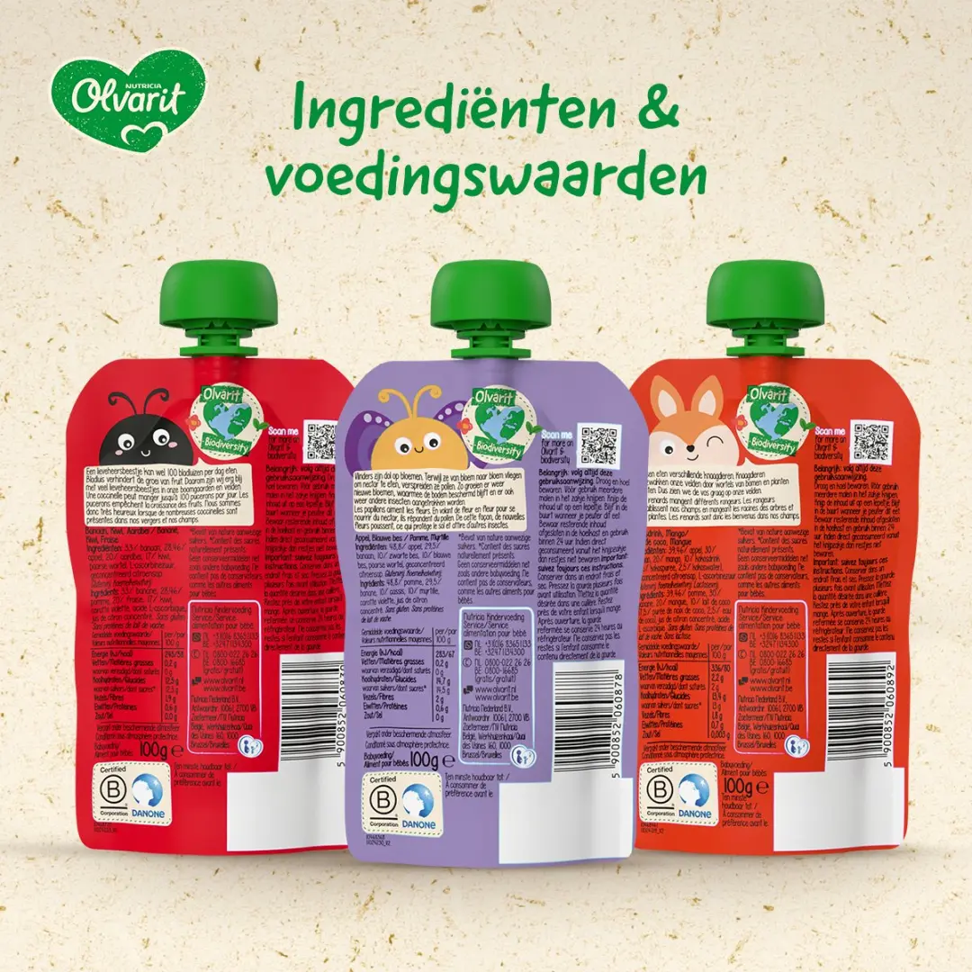 Olvarit Variatiemenu Knijpfruit 12+ Maanden - 3 Smaakvarianten - 18x100g - afbeelding 6 van 6