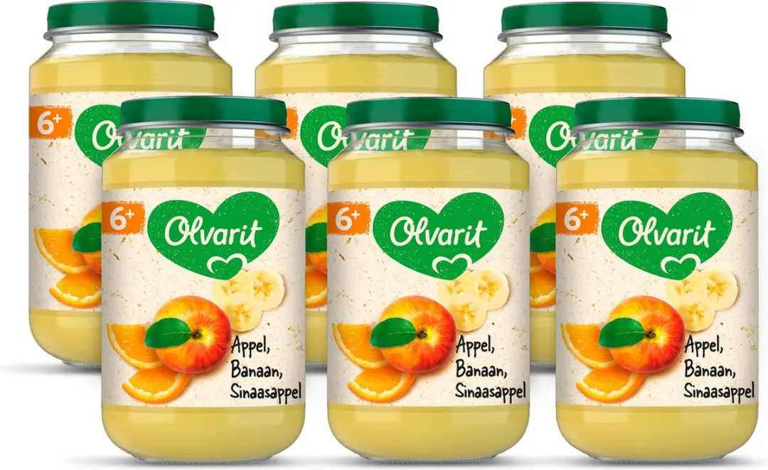 Olvarit Fruithapje 6+ Appel Banaan Sinaasappel