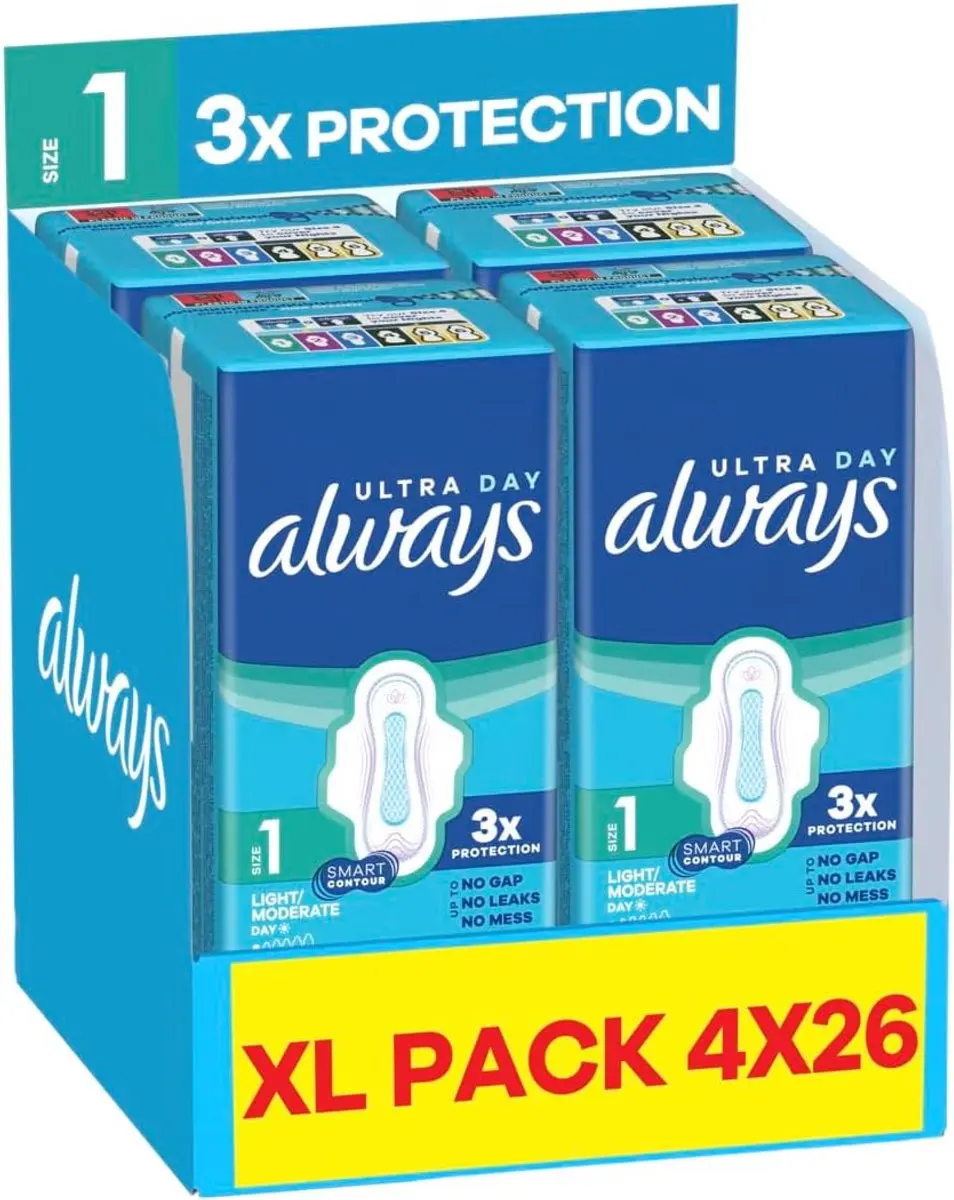 Always Ultra Day Size 1 Normal Wings XL - 104 Stuks - Blauw