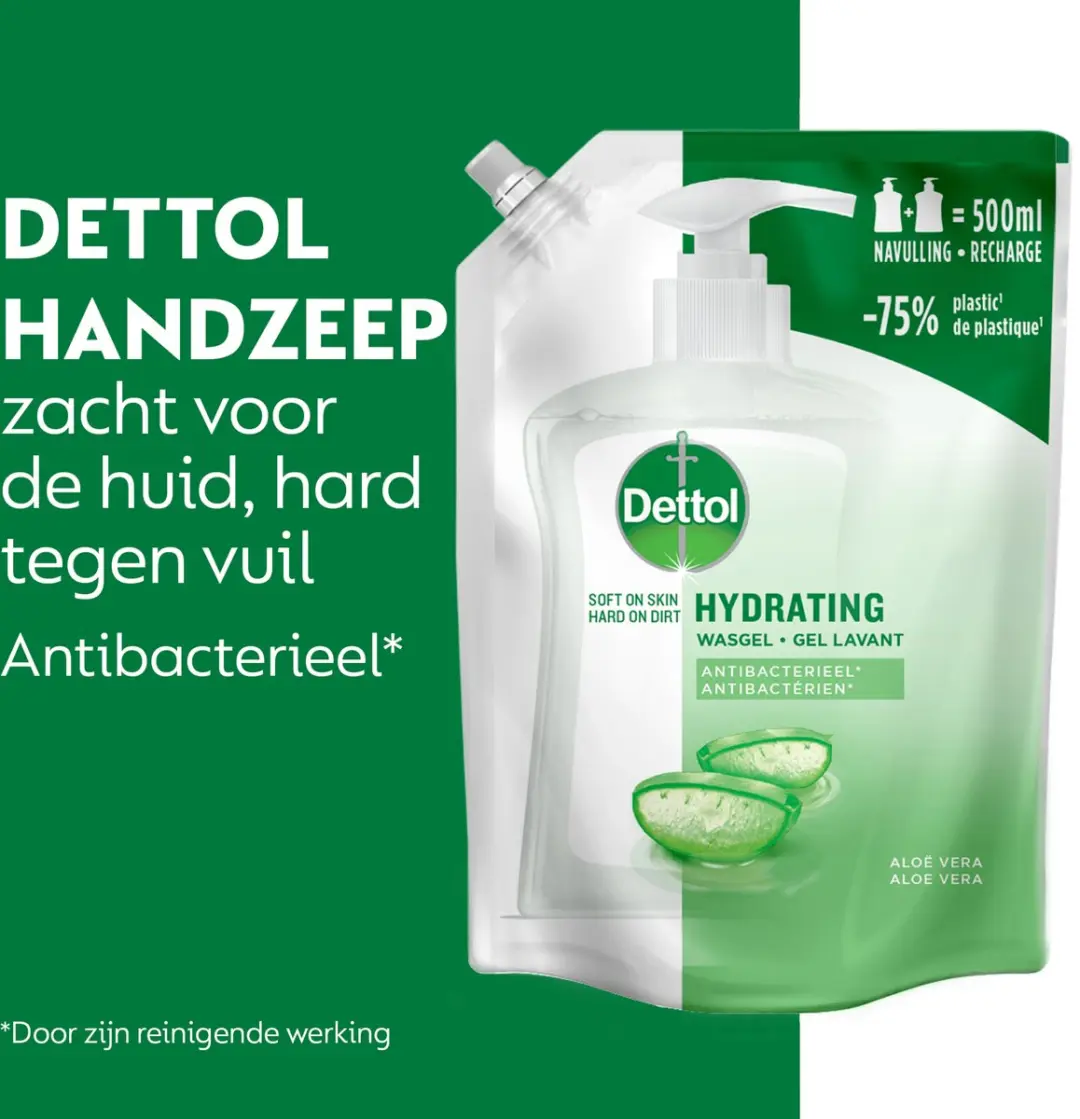 Dettol Handzeep Antibacterieel Navulling Hydrating Aloe Vera 12x500ml