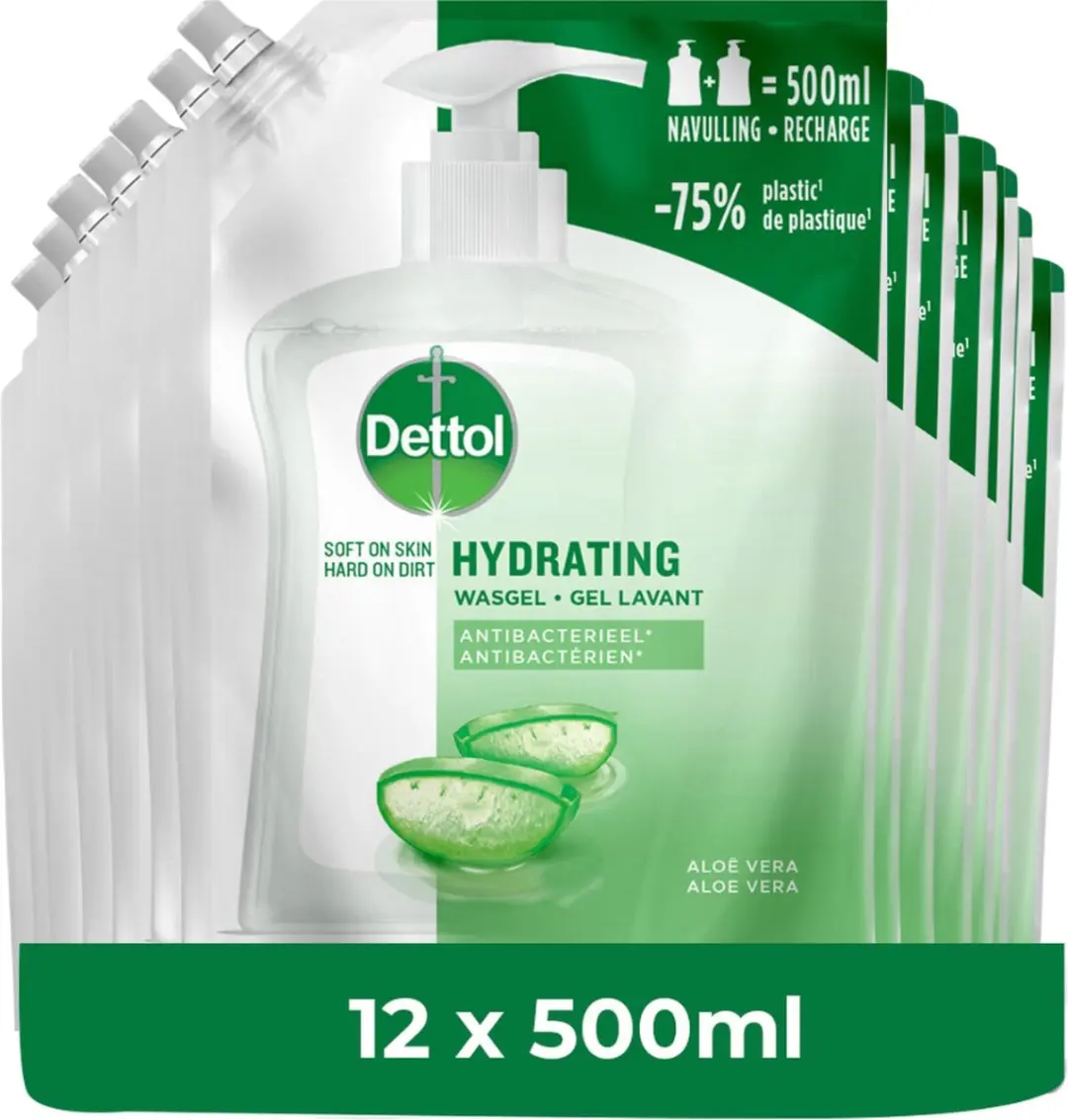 Dettol Handzeep Antibacterieel Navulling Hydrating Aloe Vera 12x500ml