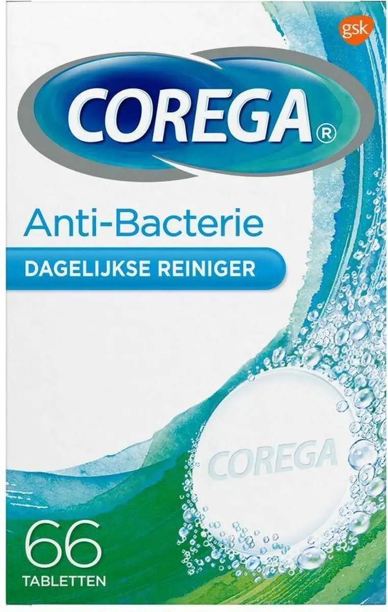 Corega Reinigingstabletten Antibacterie 66 Stuks