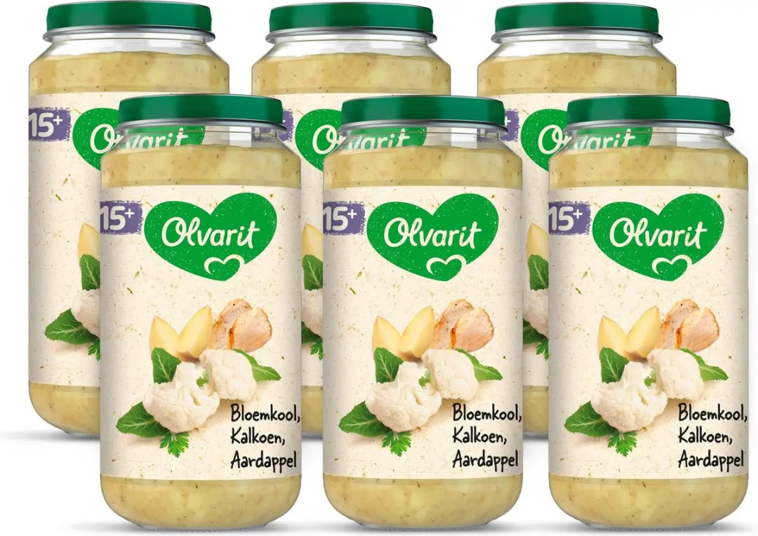 Olvarit Babymaaltijd 15+ Bloemkool Kalkoen Aardappel - 6x250g