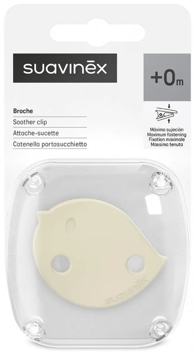Suavinex Birdies Speenclip met ketting - Beige - afbeelding 6 van 6