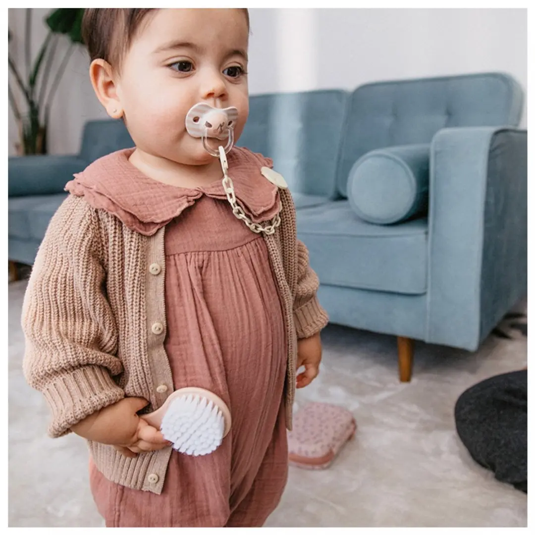 Suavinex Birdies Speenclip met ketting - Beige