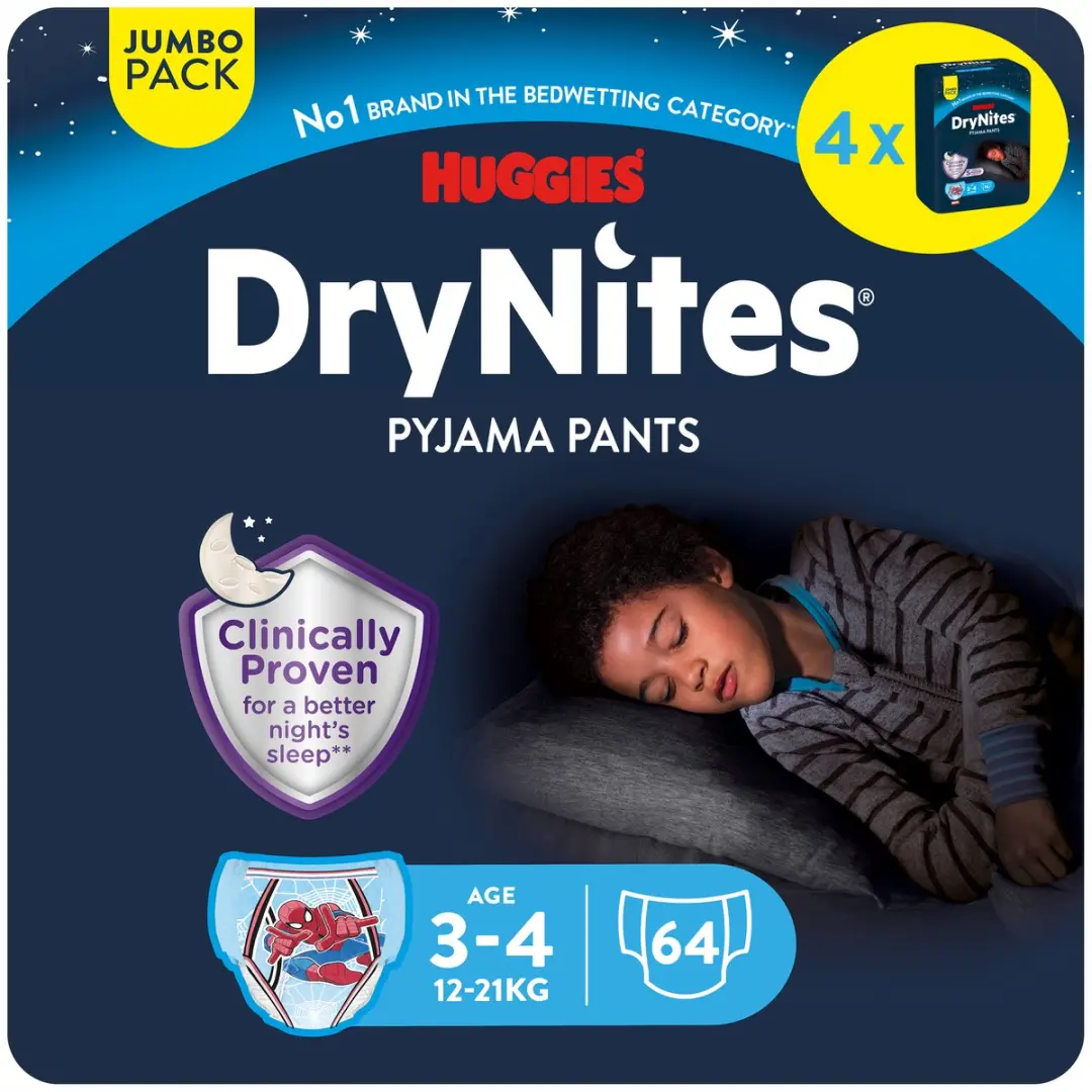 DryNites Luierbroekjes Jongens 3-4j 64 Stuks