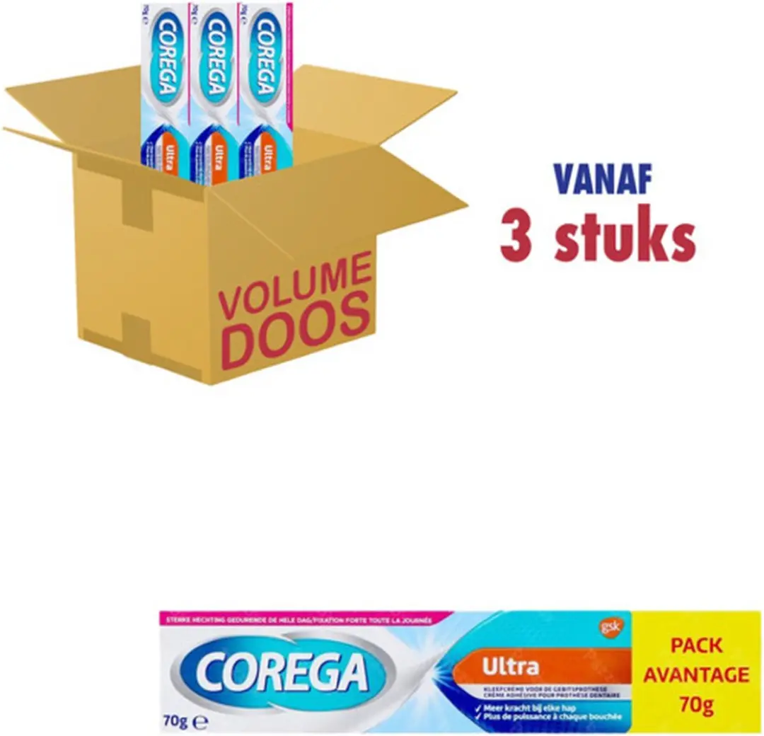 Corega Ultra Kleefcrème 70g - 3 Stuks