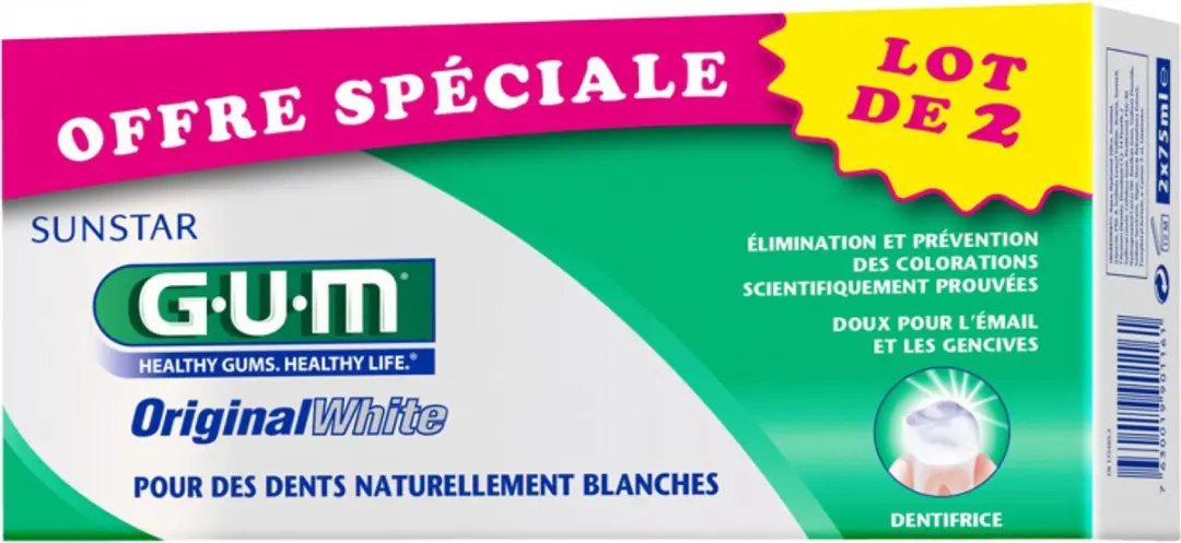 Gum Original White Tandpasta 2x75ml