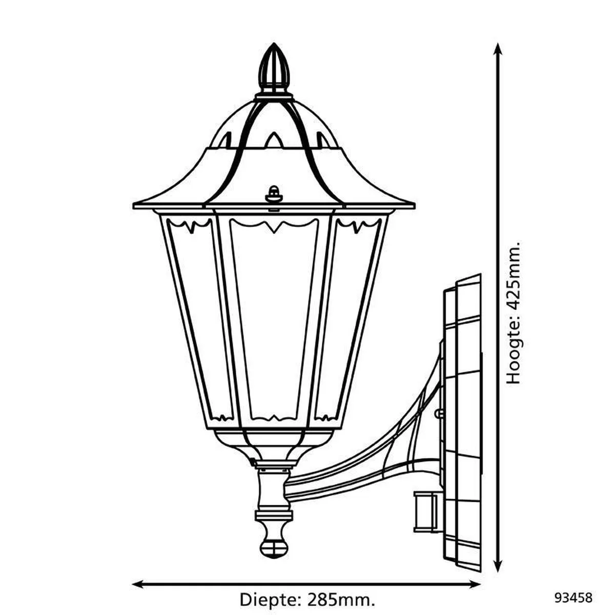 Eglo Navedo Wandlamp Buiten E27 Sensor - 42,5 cm - Zwart - afbeelding 6 van 6