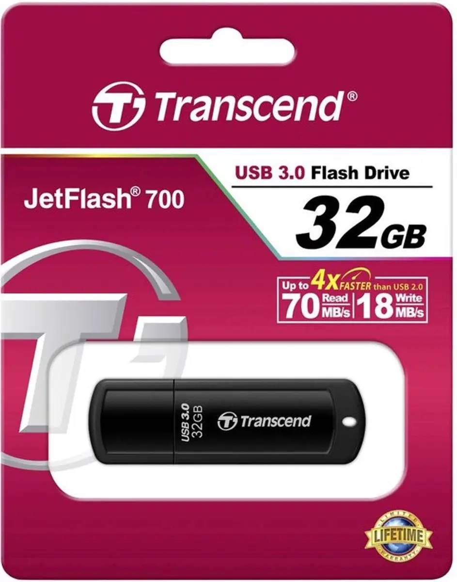 Transcend JetFlash 700 TS32GJF700 USB-stick 32GB - Zwart