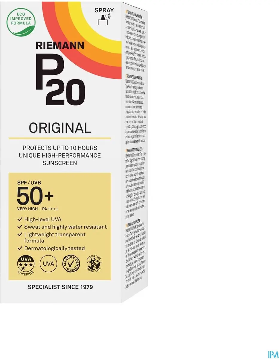 P20 Original SPF 50+ Zonnebrandspray 175ml - Parfumvrij