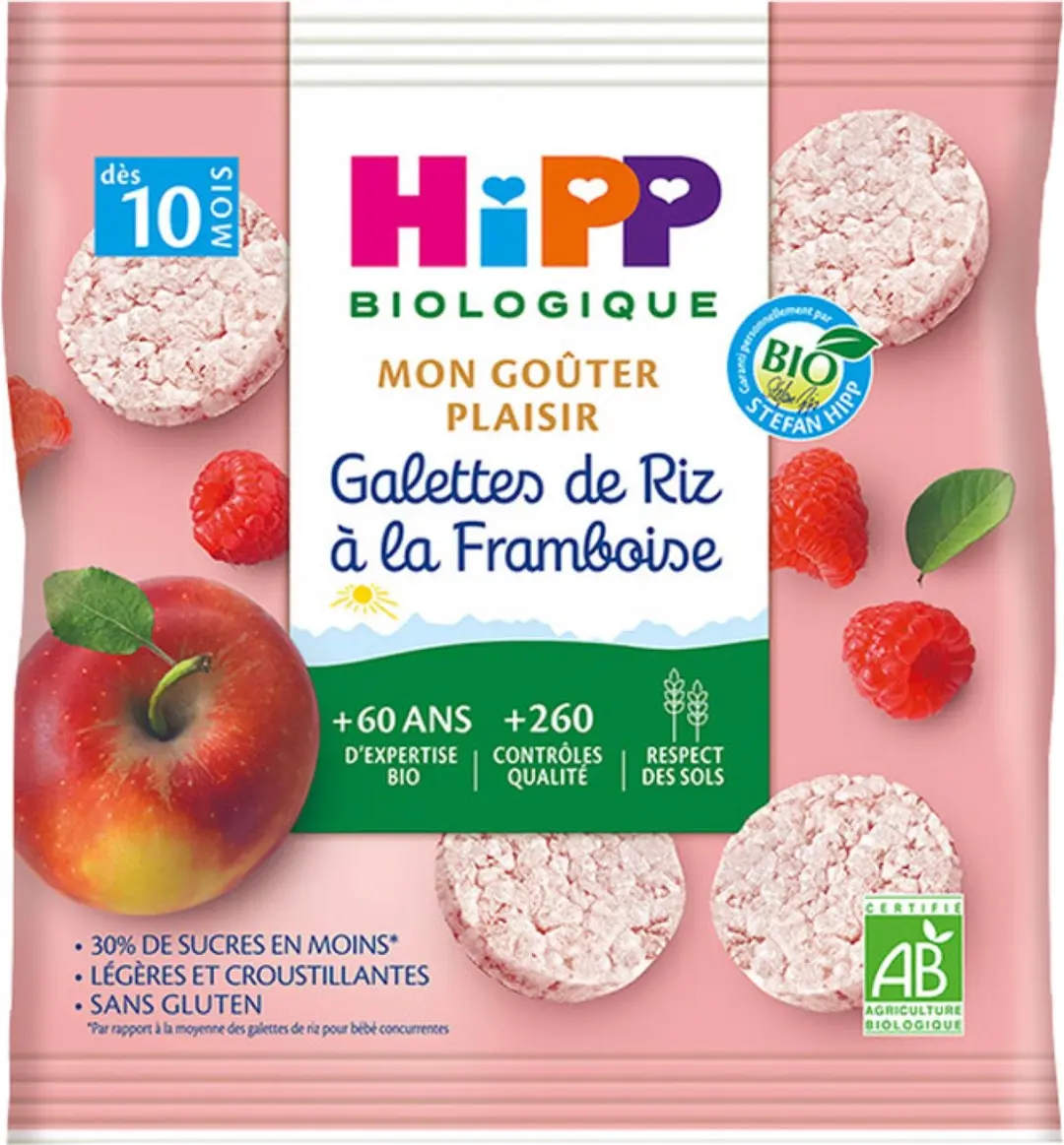HiPP Mon Goûter Plaisir Frambozen Rijstwafels 30g