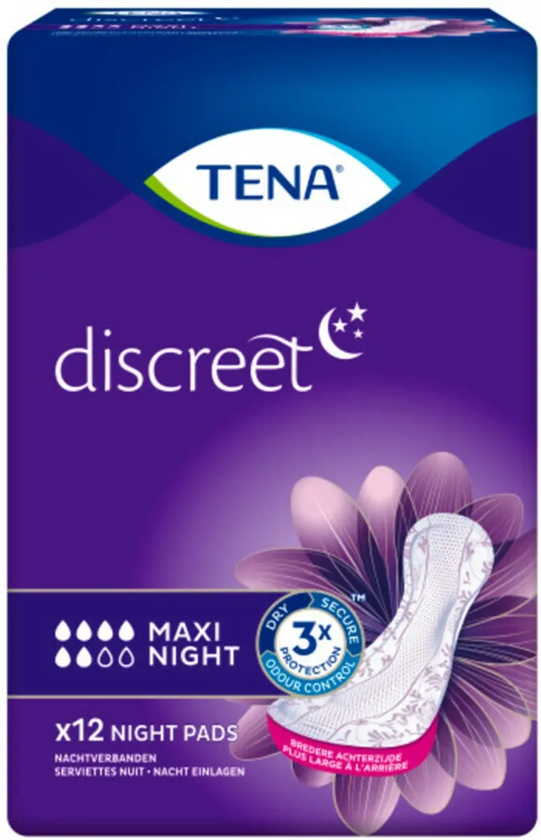 TENA Discreet Maxi Night Inlegkruisjes - 72 Stuks