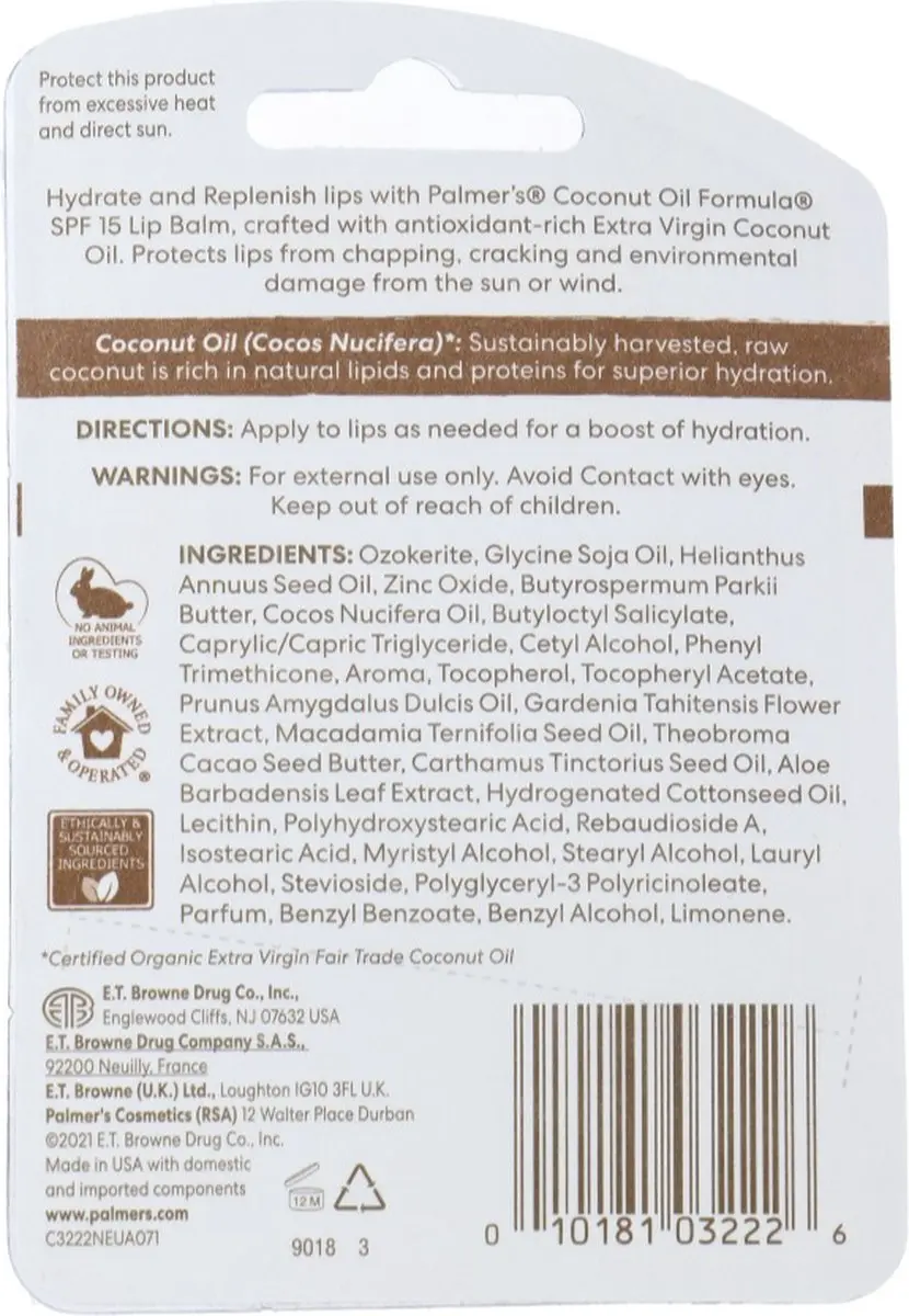 Palmers Coconut Oil Formula Lip Balm 4g - Bruin
