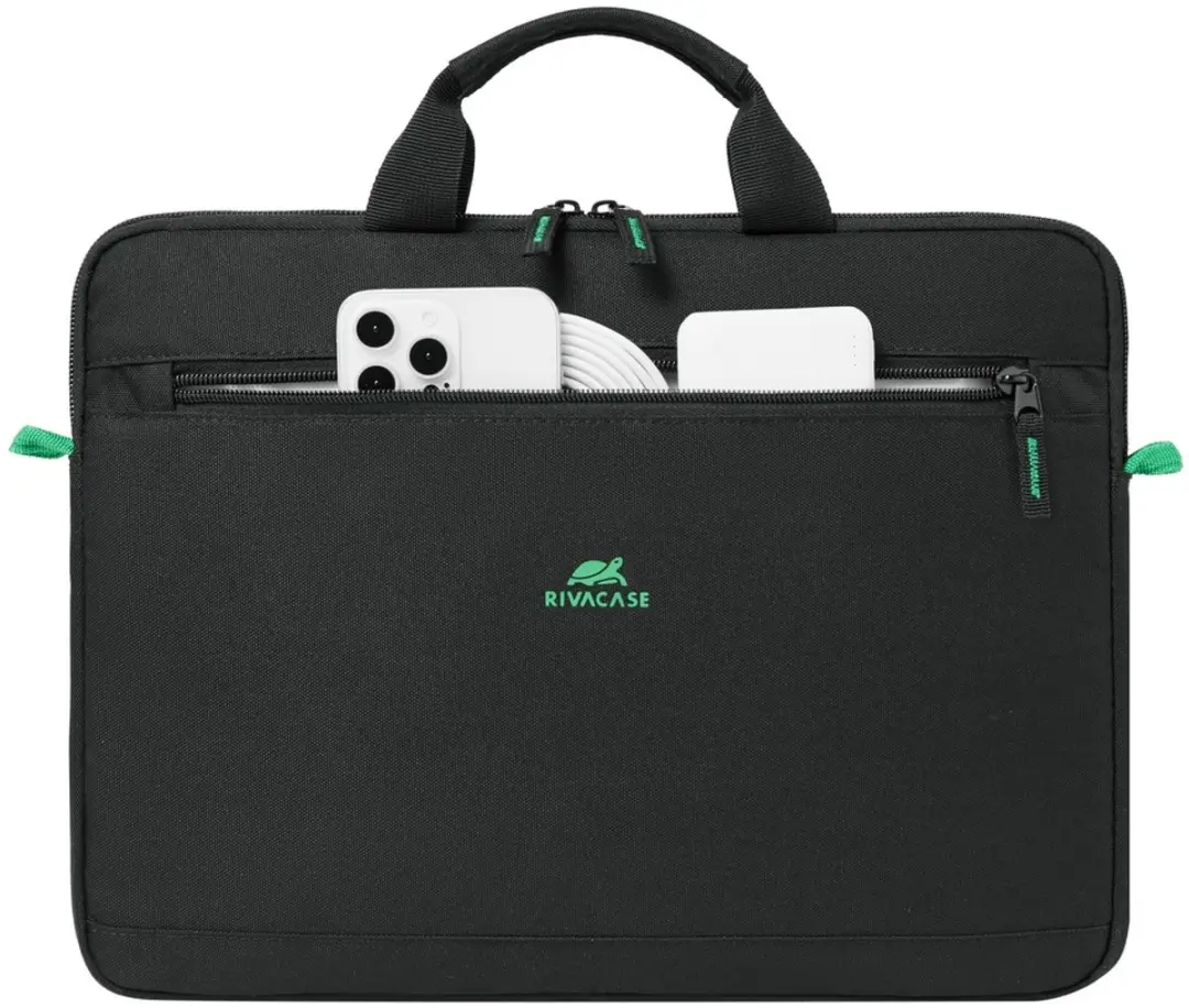 RivaCase Gremio 14 Waterdichte Laptoptas - 2 Vakken - Zwart - afbeelding 2 van 6