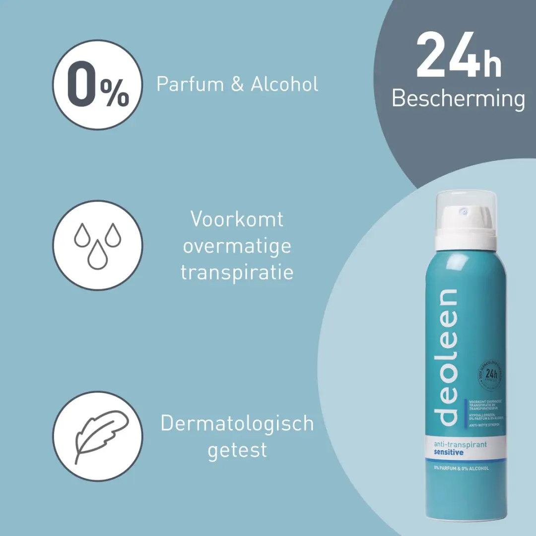 Deoleen Anti-transpirant Sensitive Aerosol 150ml - 6 Stuks - afbeelding 6 van 6