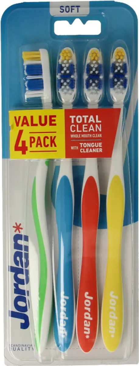 Jordan Total Clean Tandenborstels Soft - 4 Stuks - Multicolor - afbeelding 6 van 6