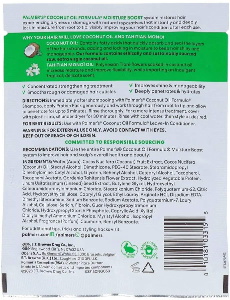 Palmers Coconut Oil Deep Conditioning Protein Pack 60g