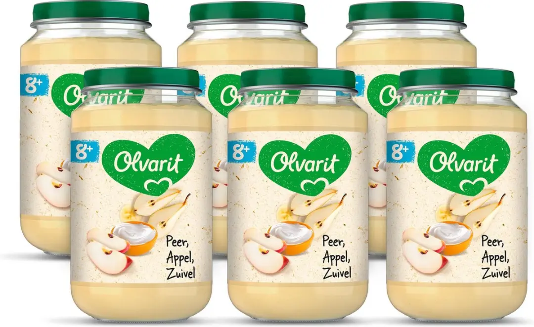Olvarit Fruithapje Peer Appel Zuivel 6x200g