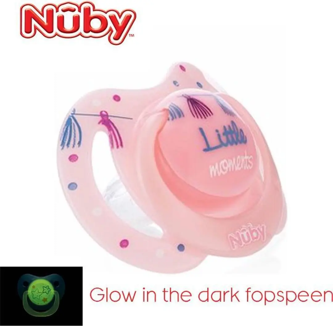 Nûby Natural Fopspeen 0-6m Glow In The Dark - Roze/Groen