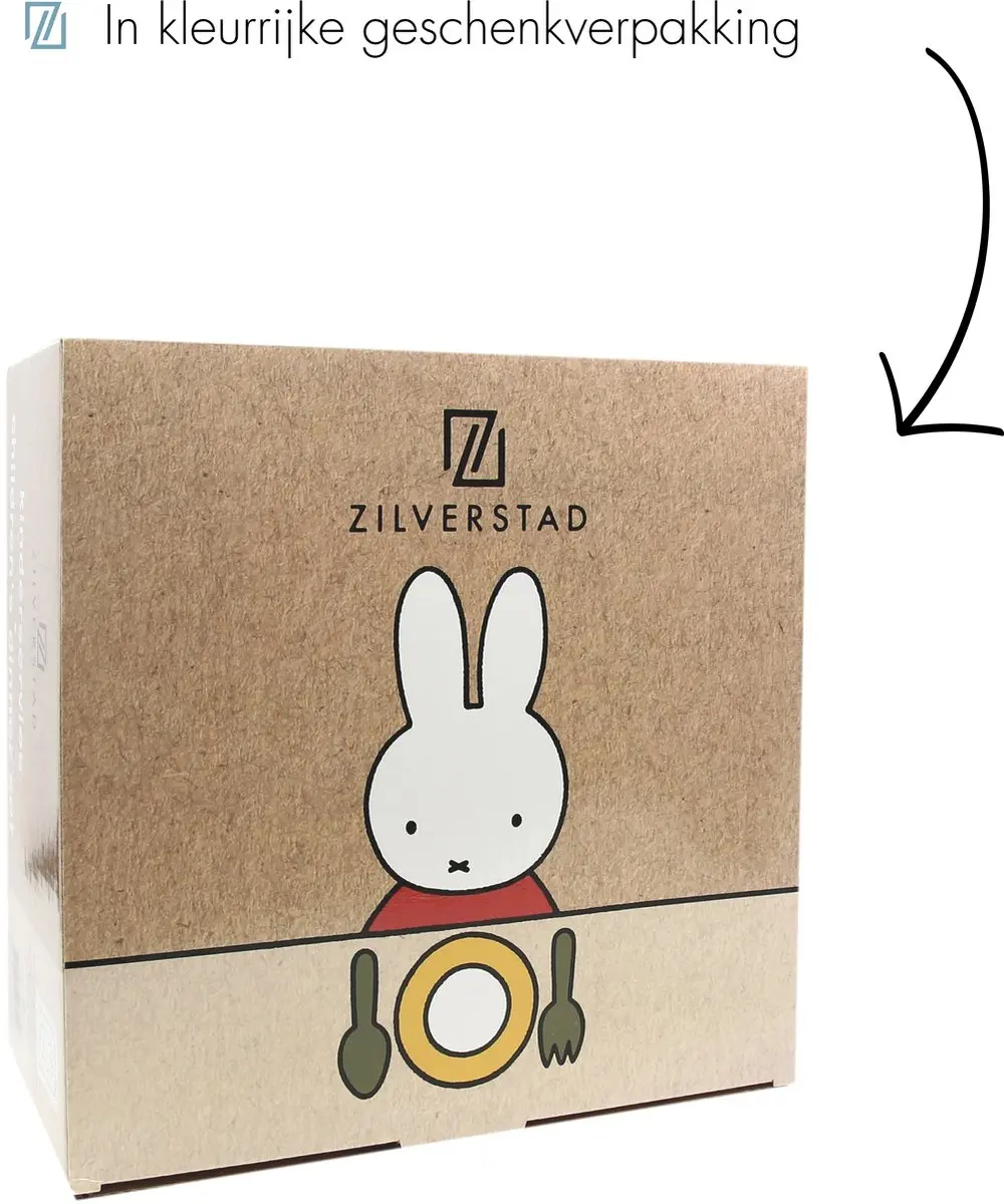 Zilverstad nijntje Kinderservies 6-delig - Porselein/RVS 18/10 - Zilver/Wit - afbeelding 6 van 6