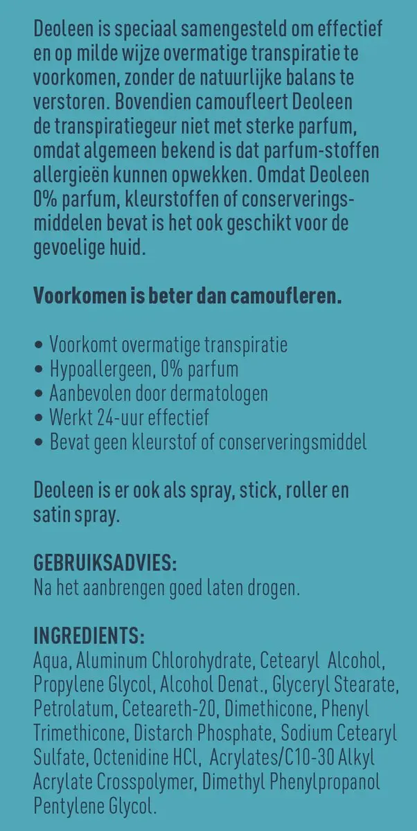 Deoleen Anti-transpirant Crème Regular 50ml - 6 Stuks
