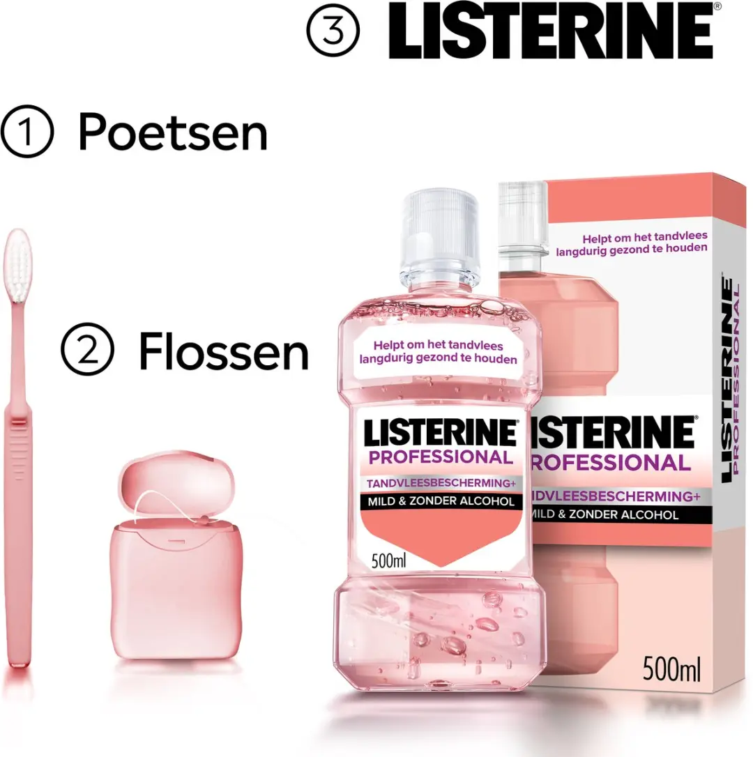 Listerine Professional Tandvleesbescherming+ Mondspoeling 500ml - Mild & Zonder Alcohol