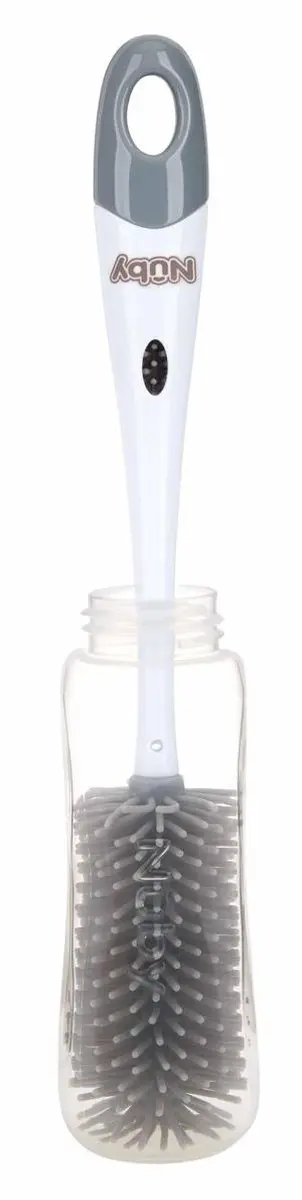 Nûby Silicone Flessenborstel met Houder - Grijs - afbeelding 6 van 6