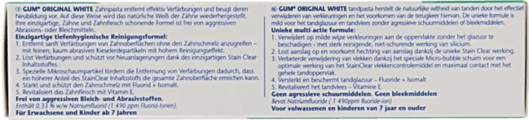 Gum Original White Tandpasta 75ml - afbeelding 6 van 6