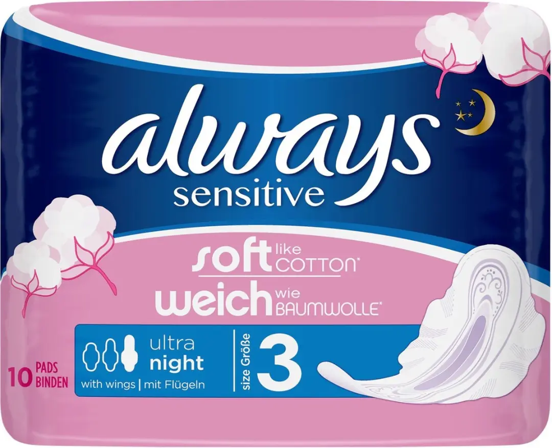 Always Sensitive Night Ultra Maandverband - 100 Stuks - Roze/Wit