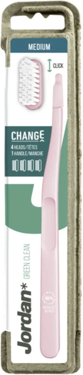 Jordan Green Clean Change Tandenborstel Medium - 4 Stuks