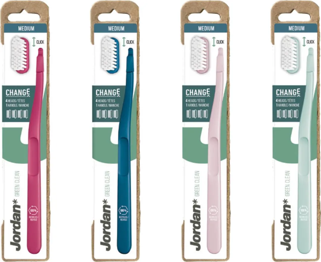 Jordan Green Clean Change Tandenborstel Medium - 4 Stuks