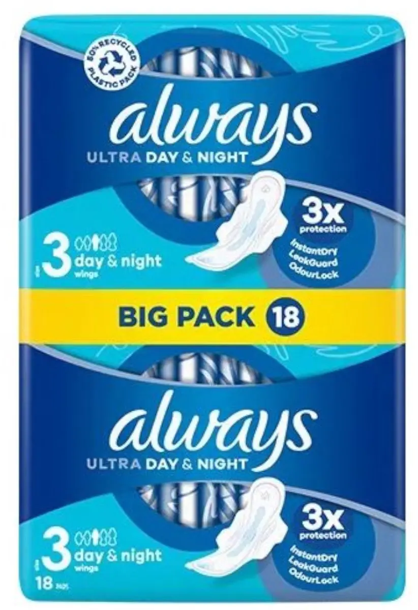 Always Ultra Sanitary Maandverband Day & Night 18 Stuks