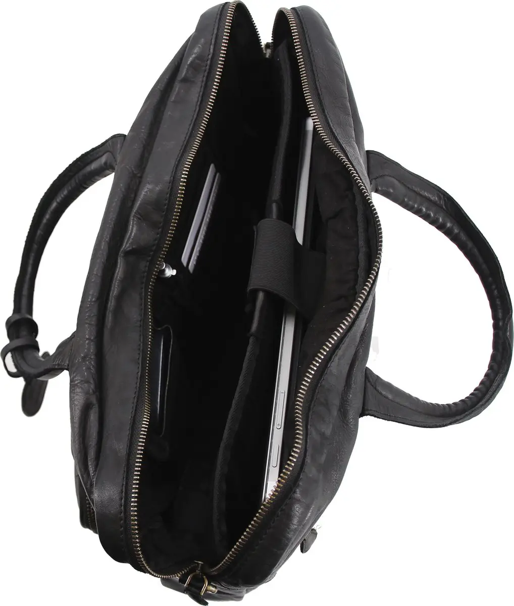 Kangaro Roberto Romano Laptoptas ROMA - 16 inch - Zwart - Echt leer