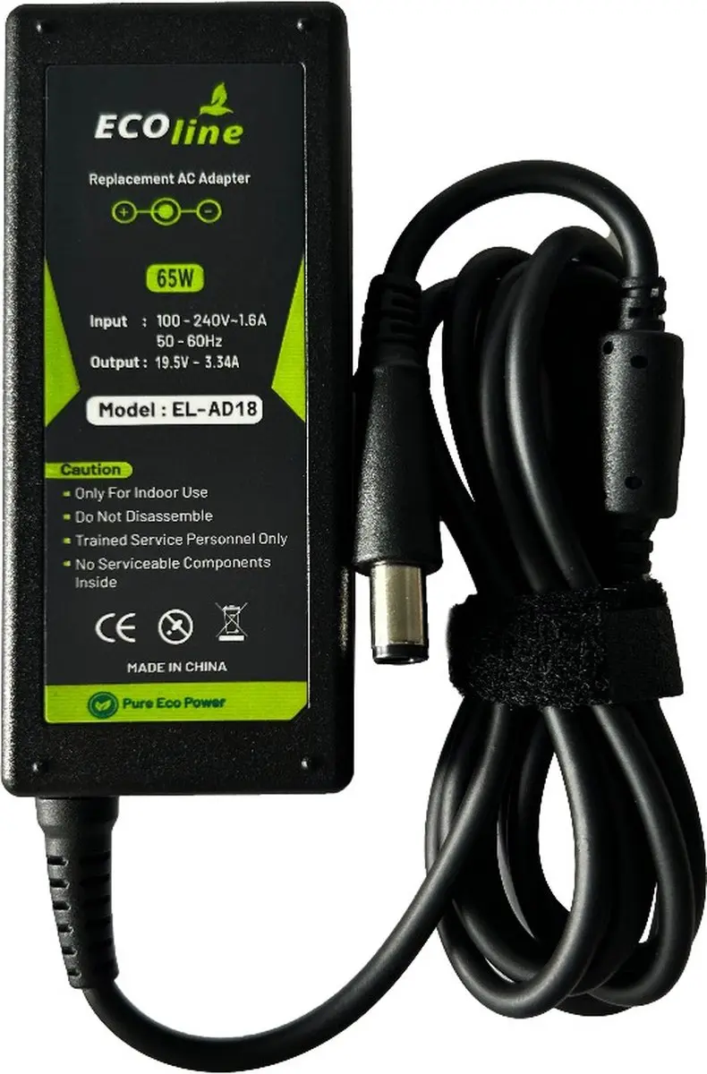Ecoline Oplader 65W 19.5V 3.34A - Dell Inspiron/Latitude/XPS