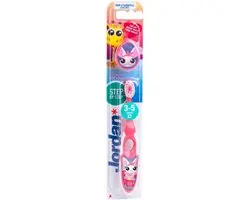 Jordan Tandenborstel Step By Step 3-5 jaar - Roze/Geel
