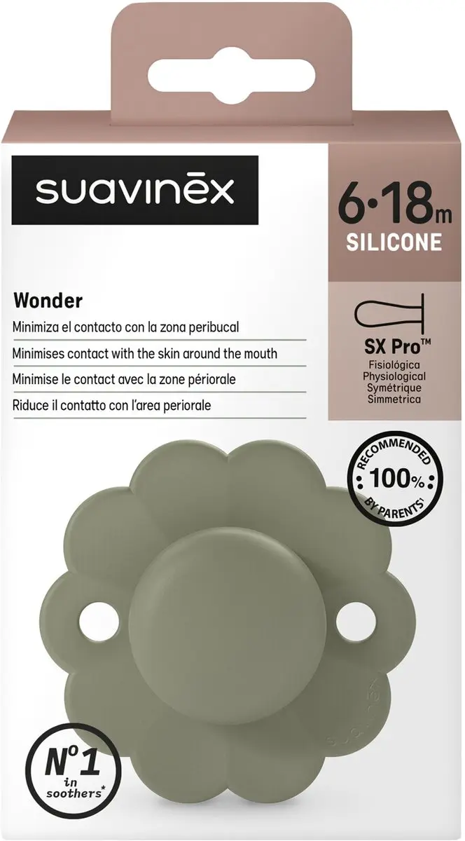 Suavinex Wonder SX Pro Fopspeen Symmetrisch 6-18Mnd - Hedge Green