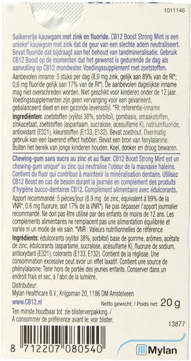 CB12 Boost Kauwgom Sterke Mintsmaak - 10 Stuks