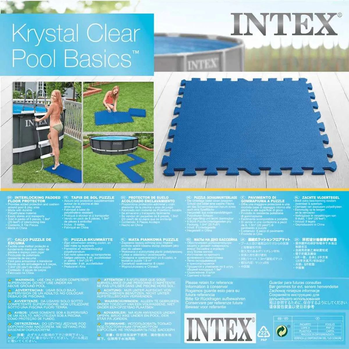 Intex Zwembadbodembeschermers 50x50cm - 8 Stuks - Blauw